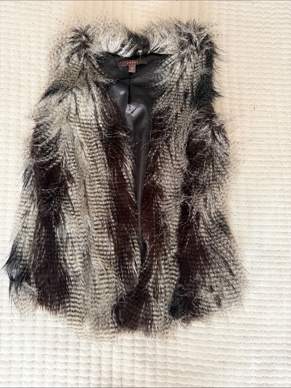 Fever Faux Fur Teddy Jacket - Black & White Houndstooth